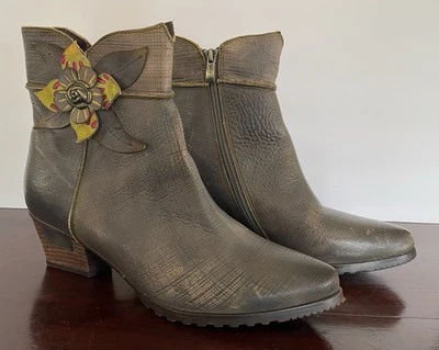 Lartiste Spring Step Louella Ankle Boots Leather Flower Cowgirl Boho 41 9.5/10 - Image 1 of 4