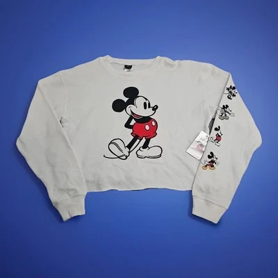 WALT DISNEY WORLD MICKEY MOUSE CROPPED SWEATSHIRT WOMANS MEDIUM White - Image 1 of 4