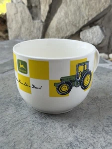 Gibson John Deere Extra Large Soup Coffee Mug 24oz Yellow Squares Green Tractor - Picture 1 of 6