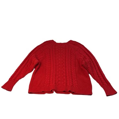 Aerie Red Cable Knit Sweater Women’s Large Chunky Oversized Cozy Winter - Image 1 of 4