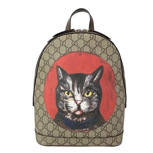 Auth GUCCI Mystic Cat 495621 Beige Dark Brown Multi PVC Leather - Backpack - Picture 1 of 20