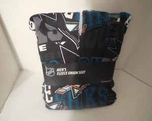 New Rare 2025 San Jose Sharks NHL Adult One Piece Mansie L Pajamas Union Suit - Picture 1 of 2