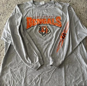 Y2K NFL Cincinnati Bengals Who Dey T-Shirt Size XL Gray Long Sleeve - Picture 1 of 6
