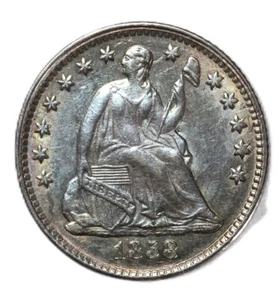 1858 Freiheit sitzender Silber Half Dime H10C - Bild 1 von 2