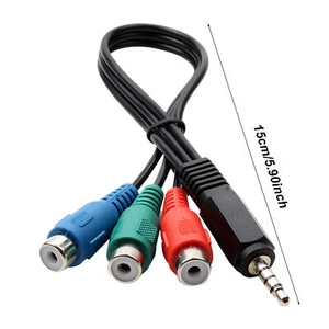 3.5mm Female To 3 RCA Male Adaptor Audio Triple AV Video Cable - Picture 1 of 12