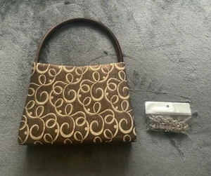 Beautiful Menbur Classic Style Brown/Gold Patterned Small Hand Bag - Picture 1 of 12
