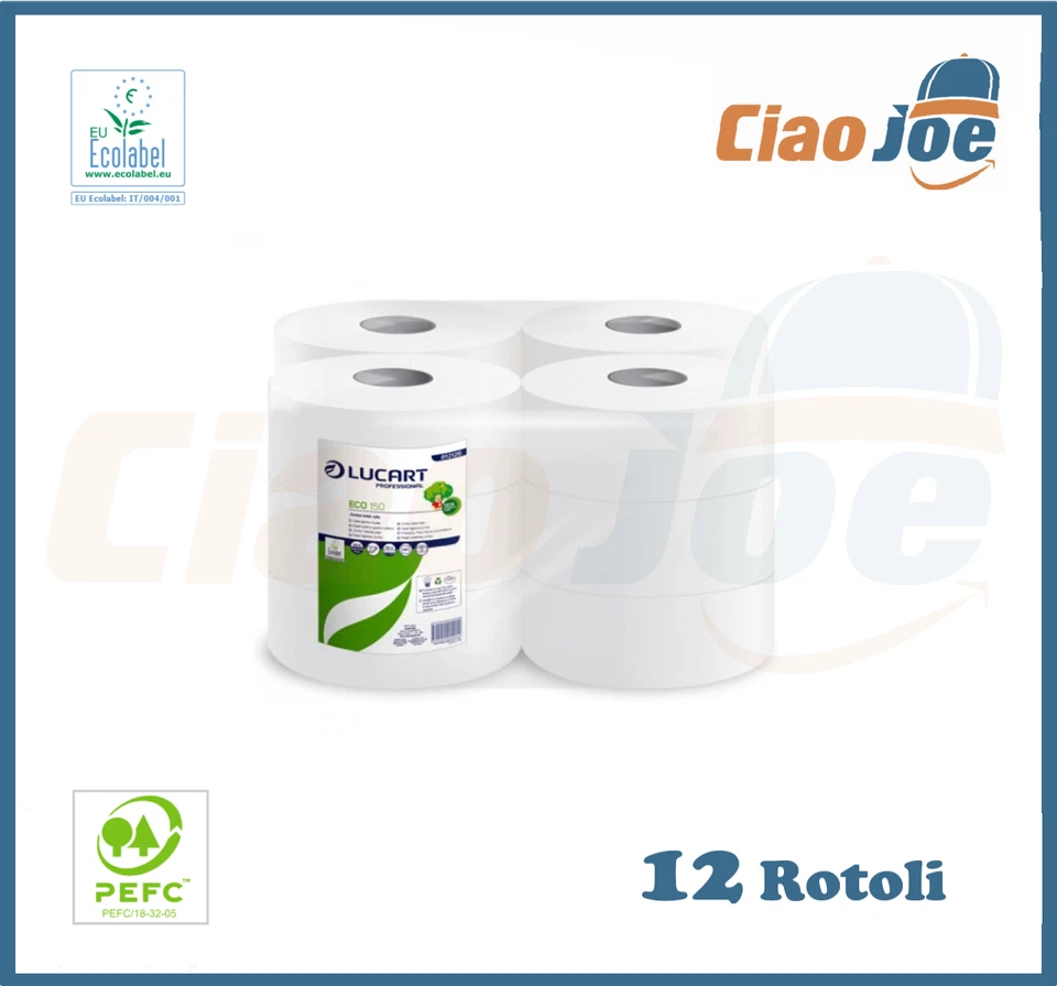 Carta Igienica Mini Jumbo 2 veli dispenser camper pura cellulosa 12 rotoli - Immagine 1 di 1