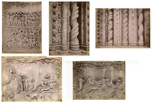5 prints Orvieto Armoni Raffaelli Albumen Cathedral sculptures facade frescoe - Picture 1 of 8