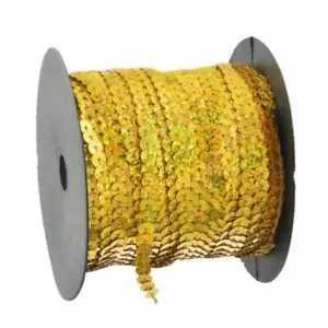 Sequin Single Strand 6mm Trimming per 10 mtrs - Laser Gold - Foto 1 di 1