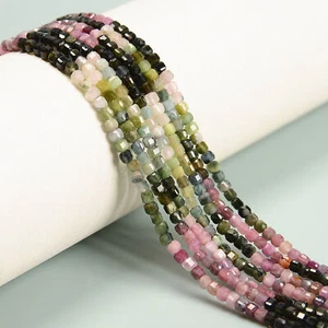 Gradient Multi Color Tourmaline Faceted Cube Beads Size 3mm 15.5'' Strand - Picture 1 of 3