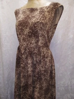 Vintage 1950's Brown Tan Linen Cotton Summer Sundress Large - Image 1 of 4