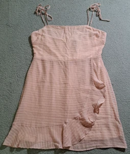 NWT Cotton Candy LA Women`s Baby Pink Tie Strap Lined Mini Dress / Size L - Picture 1 of 10