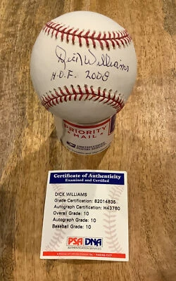 Dick Williams Signed Baseball HOF 2008 Inscription PSA Autograph OMLB A’s Angels - Image 1 of 4