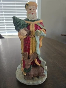 Estatuilla de cerámica de Santa Claus de colección lista de celebración de Papá Noel y árbol con ciervo - Imagen 1 de 7