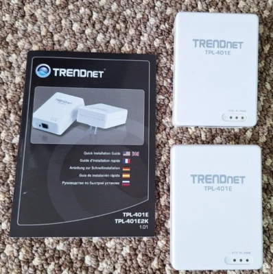 A Pair of Original TRENDnet TPL-401E 500 Mbps Powerline Ethernet AV Adapter Foto 1 de 2