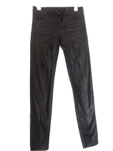 Pantalones de mezclilla ajustados grises H&M talla 6. Piernas negras de cuero sintético. Elástico buen estado - Imagen 1 de 6
