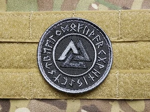 Parche táctico Vikingo Runa Valknut Stealth negro gris nórdico hijos de Odín - Imagen 1 de 2