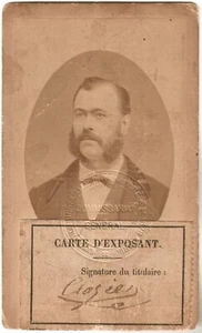 Cdv.Expo Universelle 1878.Carte d'Exposant.Crozier J.Marie.Ministère Agriculture - Picture 1 of 2
