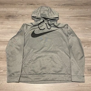 Nike Dri-Fit Big Swoosh Tech Fleece Gray Pullover Hoodie Men's Medium Polyester - Picture 1 of 8