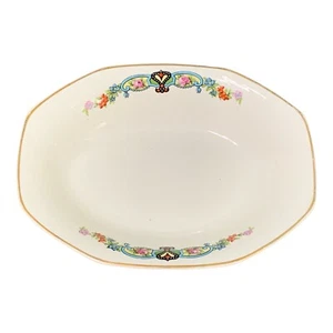 Homer Laughlin Elfenbein Gemüse Servierschale Schale Goldrand Blumenmuster Blumen - Bild 1 von 12