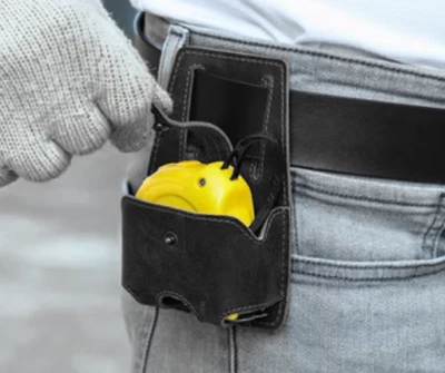 HANDMADE Men waist Bag belt pack Tape measure holder tool case Cow Leather black Q392