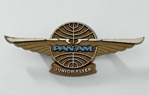Pan Am Junior Flyer pin Airlines Gold Globe Plastic Wing - Picture 1 of 3