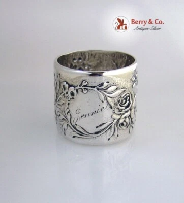 Floral Repousse Napkin Ring Sterling Silver Whiting 1890 Foto 1 de 4