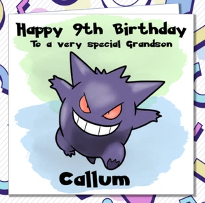 Personalised Pokemon Gengar Birthday Card Son Daughter Nephew Niece /GB - Picture 1 of 4