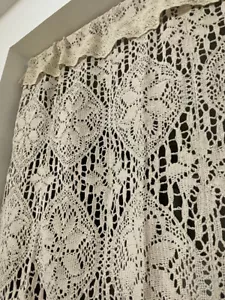 Vintage Style Crochet Half Curtain Hollow Floral Tassels Window Door Panel Drape - Picture 1 of 12