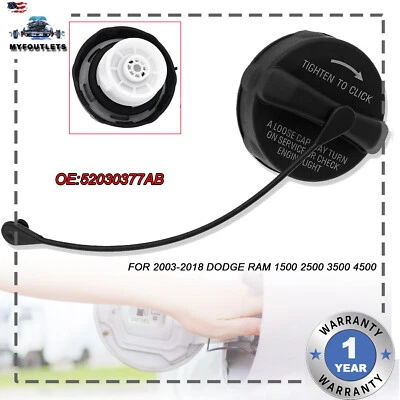 52030377AB For 2003-2018 Dodge Ram 1500 2500 3500 4500 Gas Fuel Filler Cap 1x - Изображение 1 из 4