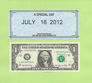 JULY 16, 2012 .. 2006 ..UNCIRC  $1  L 2012 0716 R .. 2012-07-16    BIRTHDAY NOTE - Picture 1 of 1