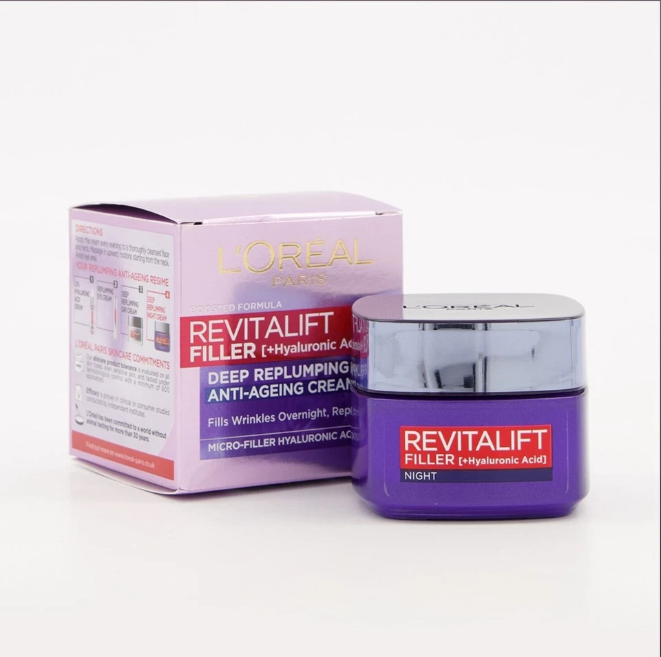LOreal Revitalift Filler+ Hyaluronic Acid Replumping Night Cream,50ml New - Image 1 of 1