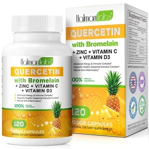 Quercetin with Bromelain Vitamin C and Zinc Immune Support - 120 count - Picture 1 of 6
