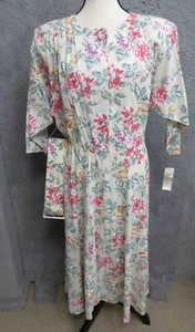 Vintage Nina Piccalino Dress Womens 8 Pink Floral Cottagecore Romantic 80s Maxi - Picture 1 of 21