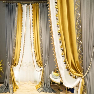 luxury American flannel grey thick velvet cloth blackout curtain drape C918 - Picture 1 of 6