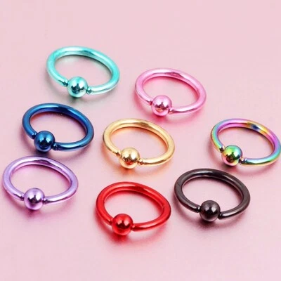 8X 1.2mm Captive Bead Ring Surgical Steel Hoop Lip Ear Nose Eyebrow CBR Piercing - Image 1 of 4