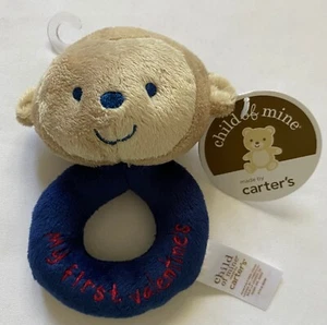 NWT Carter's BLUE 5" My First Valentine's Day Monkey Baby VALENTINE Rattle - Picture 1 of 4