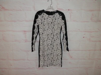 Новый без ЯРЛЫКОВ клуб Монако размер 0 белый черный вышитый крючком цветочный кружева платье 4439 - Изображение 1 из 4