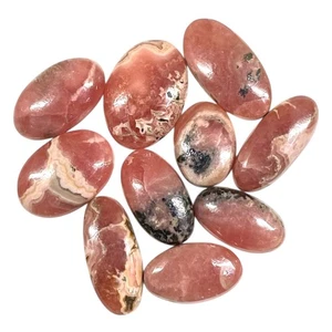 10 Pcs Naturel Rhodochrosite 18-24,5 Mm Cabochons Gemmes Non Traités Lot - Picture 1 of 8