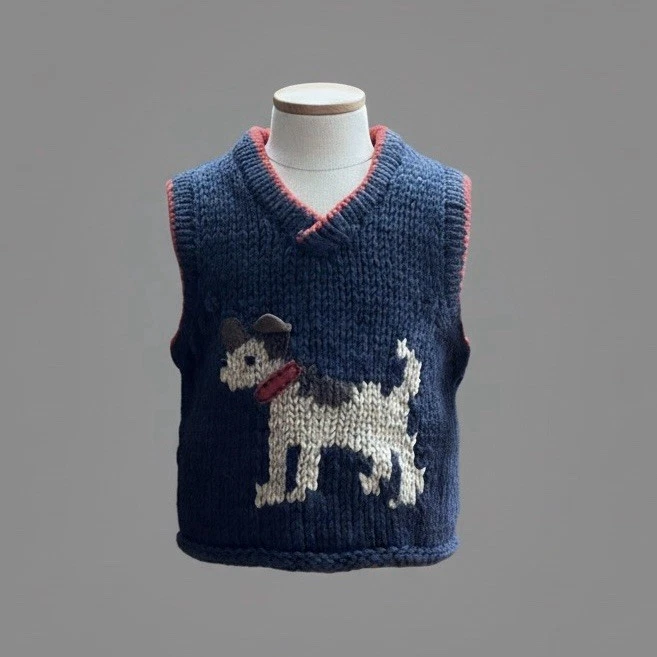 Chaleco Suéter Tejido Grueso Azul Marino Y2K Baby Gap Novedad Cachorro Talla 12-18 Les Vacaciones Foto 1 de 4