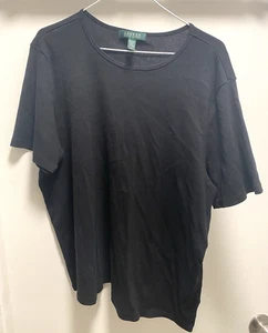 Ralph Lauren Damen Basic Schwarz Kurzarm Top Gr. 2X - Bild 1 von 5