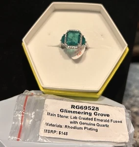 Bomb Party May 2025 Size 10 Glimmering Grove LC Emerald On Rhodium RG65928 - Picture 1 of 2