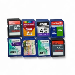 8x SD Memory Card Storage Job Lot - SanDisk Fujifilm Lexar Up To 16GB - Working - Picture 1 of 2