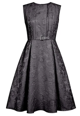 2X PLUS COUTURE VTG 50s EMBOSSED JACQUARD FORMAL WEDDING PARTY PINUP QUEEN DRESS - Image 1 of 4