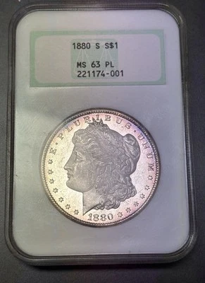 1880 S MS63 PL Morgan Silver Dollar Rainbow/Purple Color Toned Coin  - Image 1 of 3