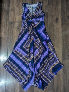 Chicos Womens Sleeveless Purple Blue Orange Colorful Shark Bite Sundress Sz S/M - Picture 1 of 16