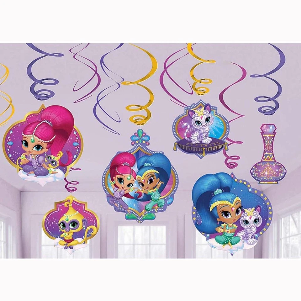 Brillo y Brillo Remolino Colgante Decoraciones Cumpleaños Fiesta Suministros 12 Piezas NUEVO Foto 1 de 1