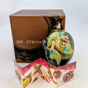 Jay Strongwater Swarovski Crystal Bee & Gardenia Floral Jewel Egg Ornament New 4 - Picture 1 of 13