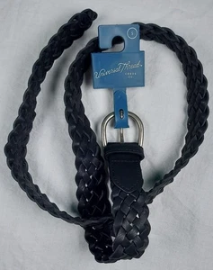 Universal Thread Womens Sm Black Faux Leather Woven Belt 38in Long 1.25in Wide Z - Picture 1 of 3