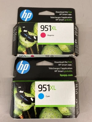 Genuine HP 951XL Cyan + Magenta XL High Yield Ink Cartridge CN048AN - Exp 06/25 - Image 1 of 3